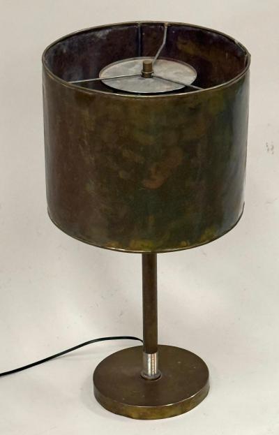 French Mid Century Marine Hand Hammered Brass Copper Table Lamp