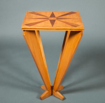 French Mid Century Marquetry Top Side Table