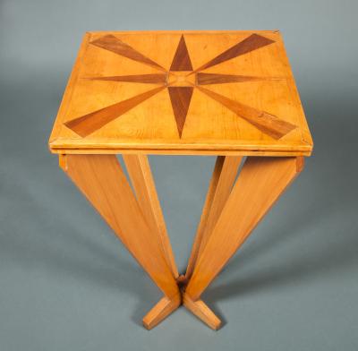 French Mid Century Marquetry Top Side Table