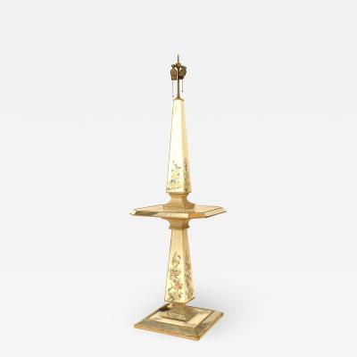 French Mid Century Mirrored Obelisk Floor Lamps