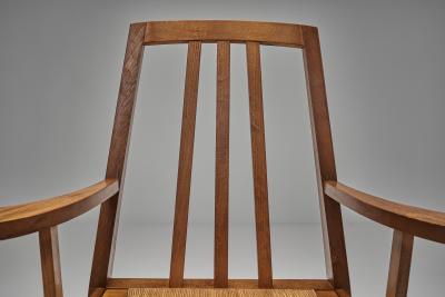 French Mid Century Modern Armchairs with Rush Seats France 1960s