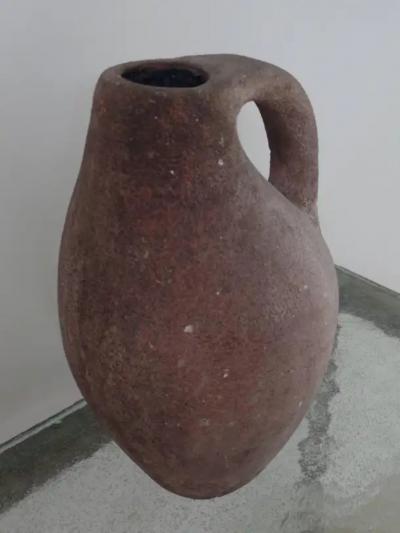 French Mid Century Modern Art Deco Ceramic Amphora Vase Pitcher 1930 Signed