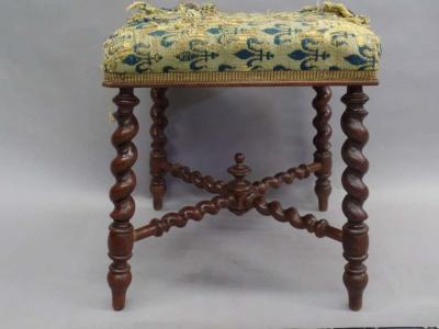 French Mid Century Modern Barley Twist Bench in the Style of Louis XIII 1940