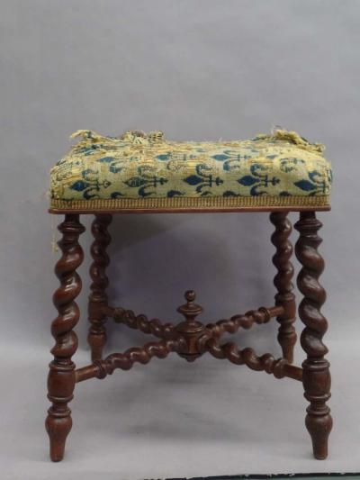 French Mid Century Modern Barley Twist Bench in the Style of Louis XIII 1940