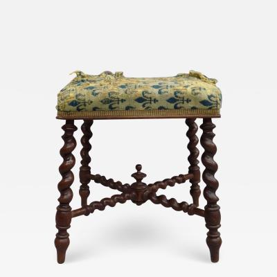 French Mid Century Modern Barley Twist Bench in the Style of Louis XIII 1940