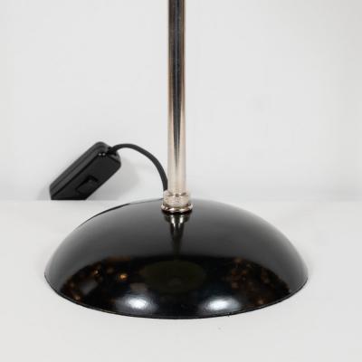 French Mid Century Modern Chrome and Lemon Cream and Black Enamel Table Lamp