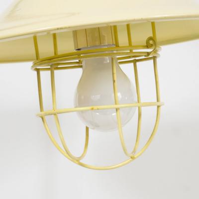 French Mid Century Modern Chrome and Lemon Cream and Black Enamel Table Lamp