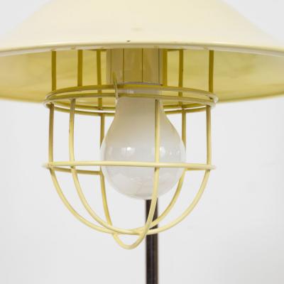 French Mid Century Modern Chrome and Lemon Cream and Black Enamel Table Lamp