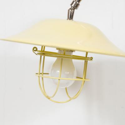 French Mid Century Modern Chrome and Lemon Cream and Black Enamel Table Lamp