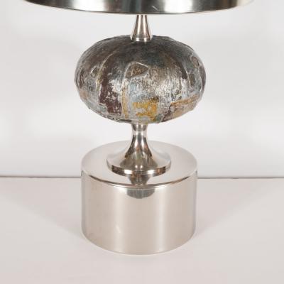 French Mid Century Modern Handmade Painted Table Lamp with Nickel Fittings