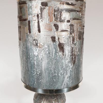 French Mid Century Modern Handmade Painted Table Lamp with Nickel Fittings