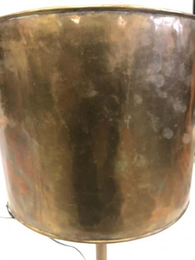 French Mid Century Modern Marine Brass Table Lamp with Brass Shade