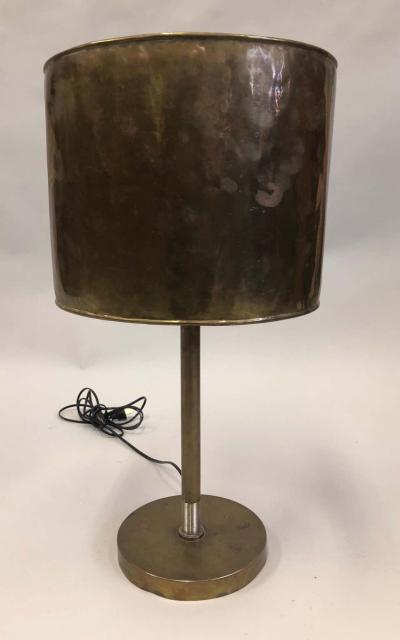 French Mid Century Modern Marine Brass Table Lamp with Brass Shade