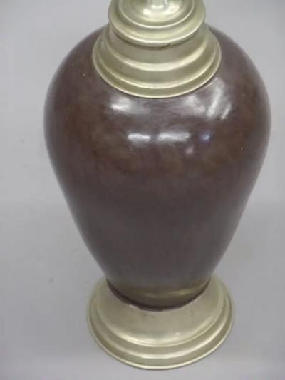 French Mid Century Modern Mauve Enameled Steel Table Lamps