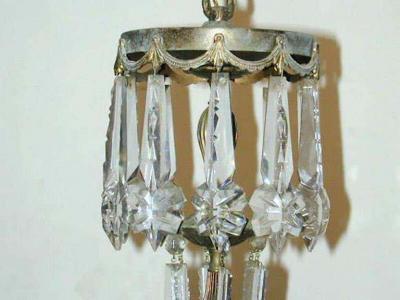 French Mid Century Modern Neoclassical Crystal and Silvered Bronze Chandelier