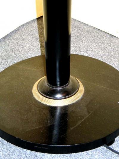 French Mid Century Modern Neoclassical Ebonized and Gilt Bronze Floor Lamp