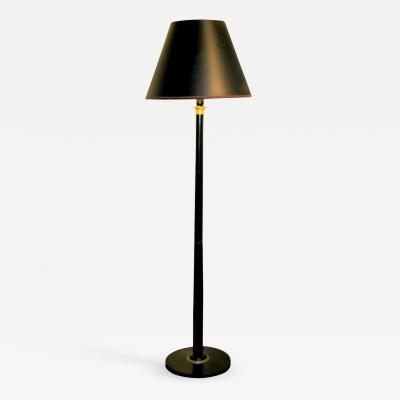 French Mid Century Modern Neoclassical Ebonized and Gilt Bronze Floor Lamp