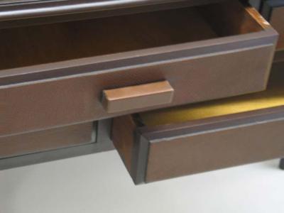 French Mid Century Modern Neoclassical Leather Console after Jean Michel Frank