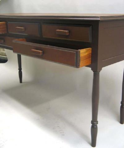 French Mid Century Modern Neoclassical Leather Console after Jean Michel Frank