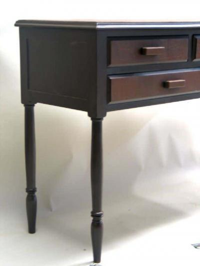 French Mid Century Modern Neoclassical Leather Console after Jean Michel Frank