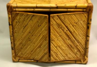 French Mid Century Modern Neoclassical Rattan and Bamboo Sideboard Cabinet