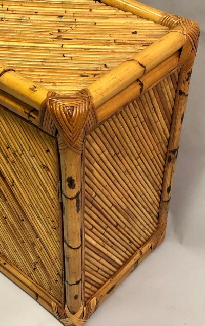French Mid Century Modern Neoclassical Rattan and Bamboo Sideboard Cabinet