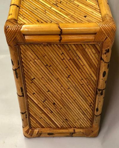 French Mid Century Modern Neoclassical Rattan and Bamboo Sideboard Cabinet