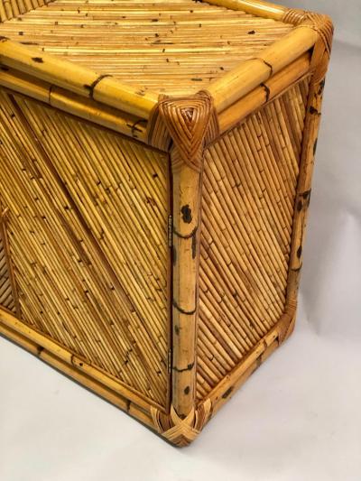 French Mid Century Modern Neoclassical Rattan and Bamboo Sideboard Cabinet