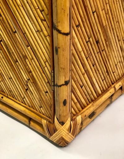 French Mid Century Modern Neoclassical Rattan and Bamboo Sideboard Cabinet