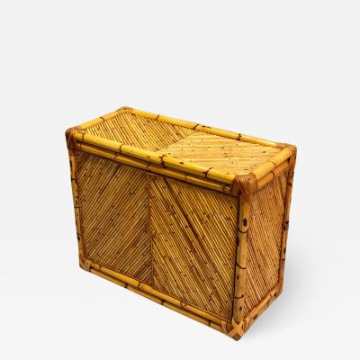 French Mid Century Modern Neoclassical Rattan and Bamboo Sideboard Cabinet