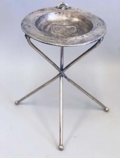 French Mid Century Modern Neoclassical Silvered Brass Side Table or Gueridon