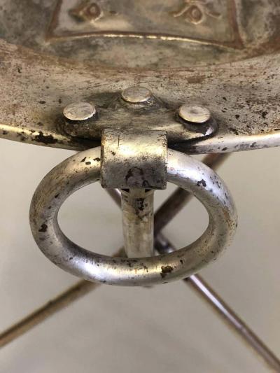 French Mid Century Modern Neoclassical Silvered Brass Side Table or Gueridon