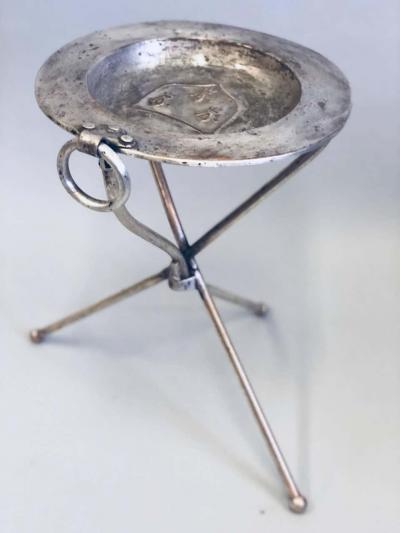 French Mid Century Modern Neoclassical Silvered Brass Side Table or Gueridon