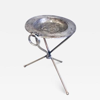 French Mid Century Modern Neoclassical Silvered Brass Side Table or Gueridon