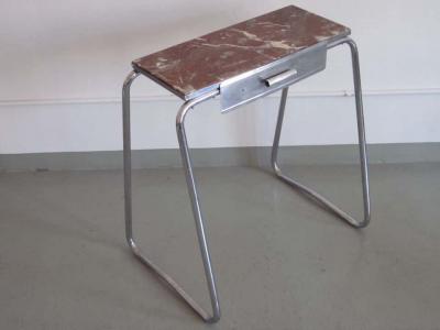 French Mid Century Modern Steel and Marble Vanity or Nightstand 1930