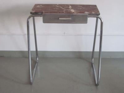 French Mid Century Modern Steel and Marble Vanity or Nightstand 1930
