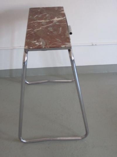 French Mid Century Modern Steel and Marble Vanity or Nightstand 1930