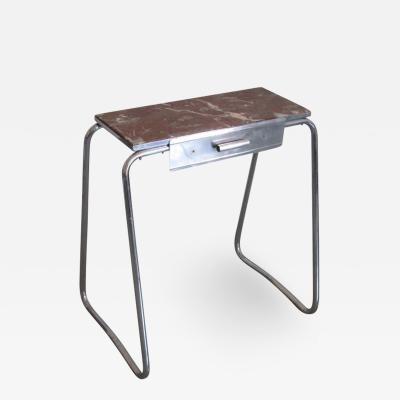 French Mid Century Modern Steel and Marble Vanity or Nightstand 1930