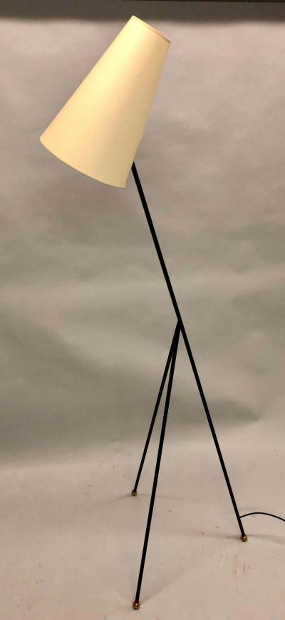 French Mid Century Modern Wrought Iron Floor Lamp Attributed Disderot