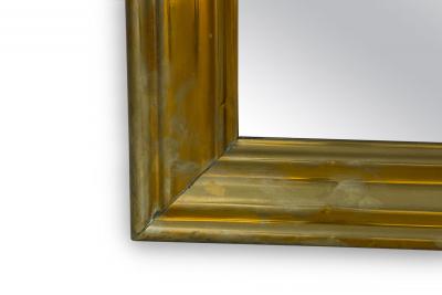 French Mid Century Ogee Brass Veneer Rectangular Bistro Wall Mirror