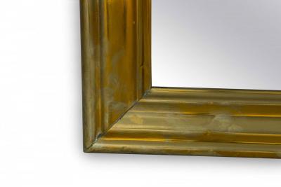 French Mid Century Ogee Brass Veneer Rectangular Bistro Wall Mirror