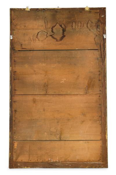 French Mid Century Ogee Brass Veneer Rectangular Bistro Wall Mirror