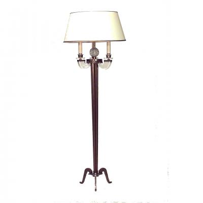 French Mid Century Raymond Lorence Brass Column Floor Lamp