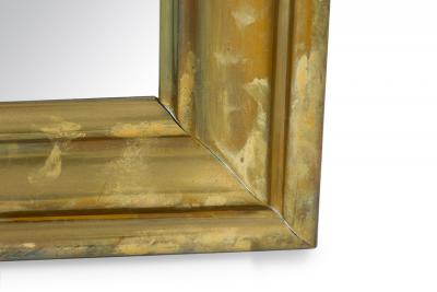 French Mid Century Rectangular Ogee Brass Veneer Bistro Wall Mirror