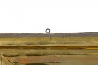 French Mid Century Rectangular Ogee Brass Veneer Bistro Wall Mirror