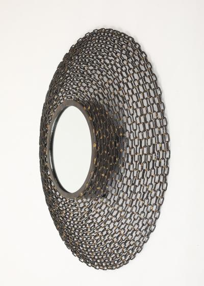 French Mid Century Welded Chain Link Mirror