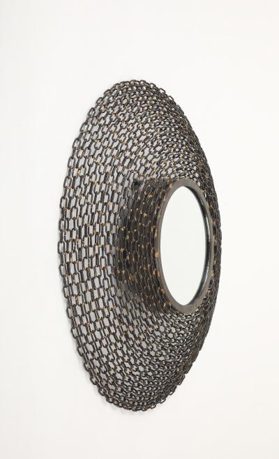 French Mid Century Welded Chain Link Mirror