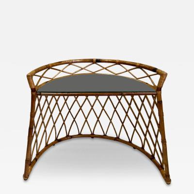 French Mid century Modern Neoclassical Bamboo Rattan Console or Desk