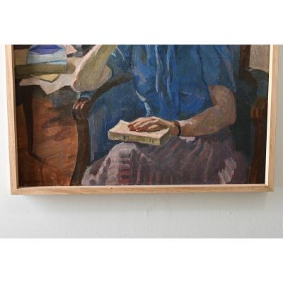 French Mid century Oil Painting Signed Coste