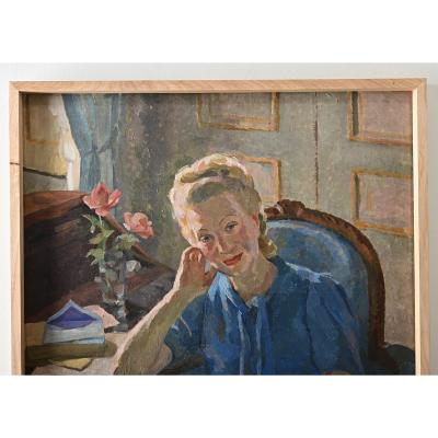 French Mid century Oil Painting Signed Coste